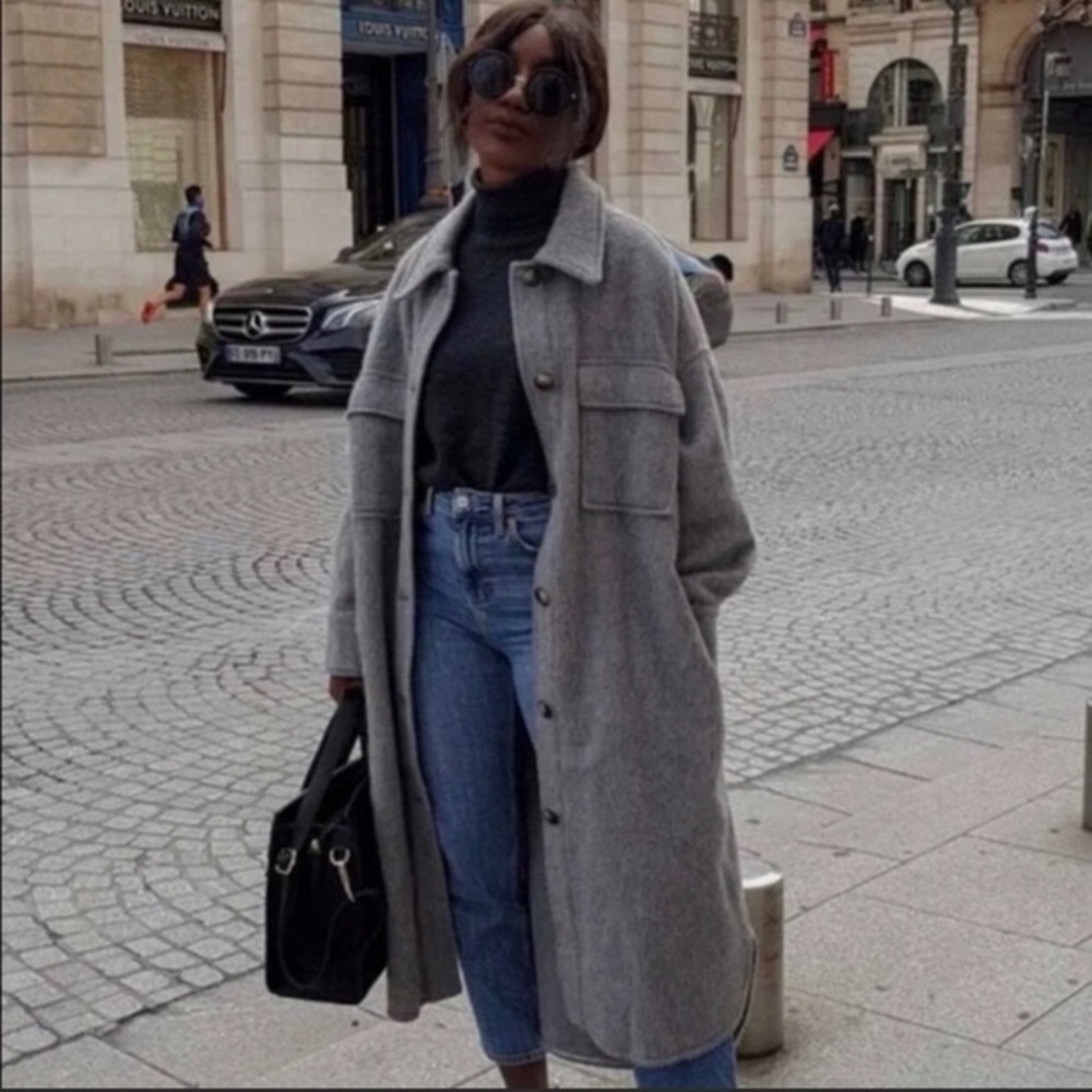 H&M Wool Blend Oversized Long Jacket